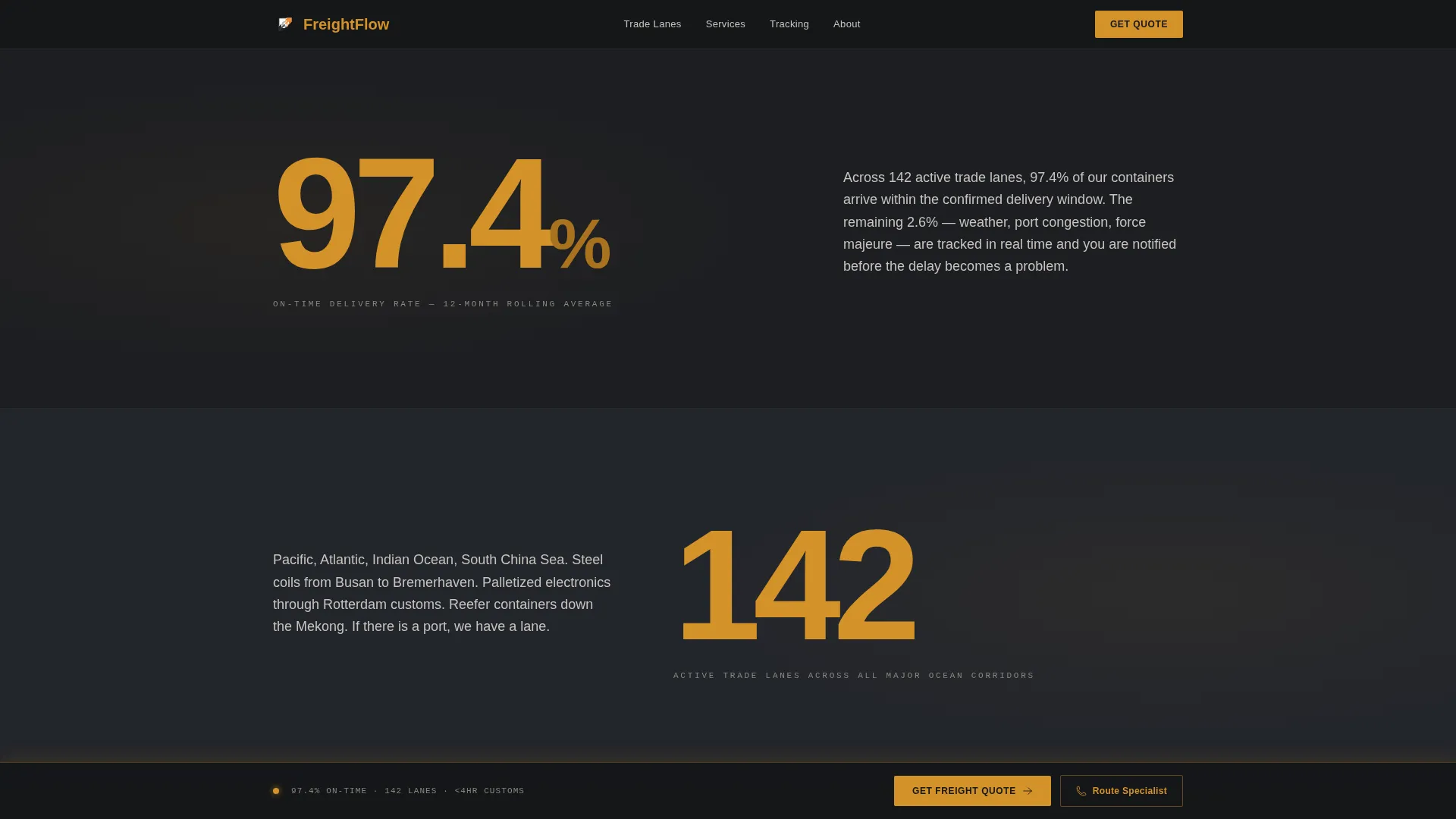 International Freight Shipping Landing Page Template