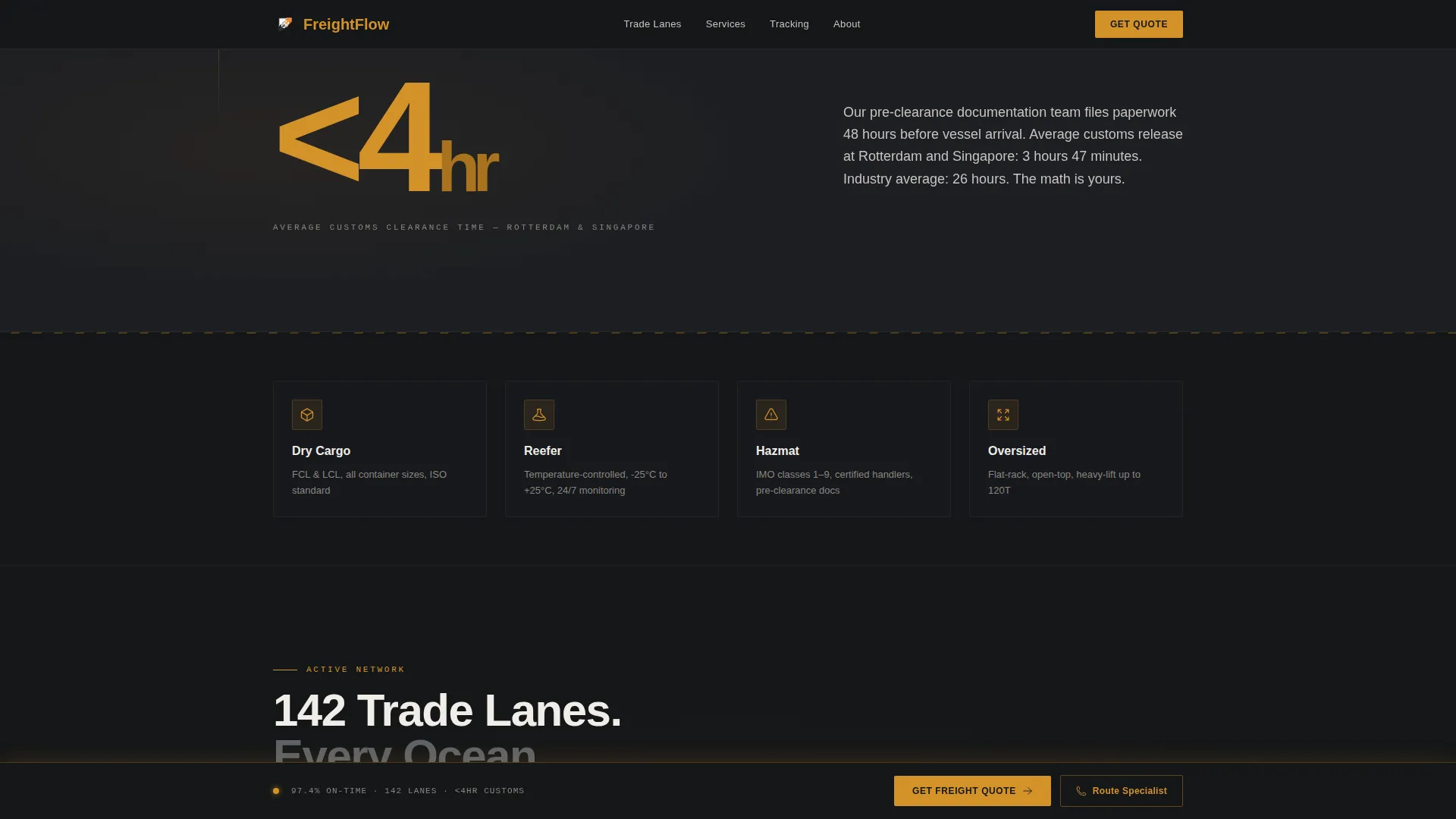 International Freight Shipping Landing Page Template