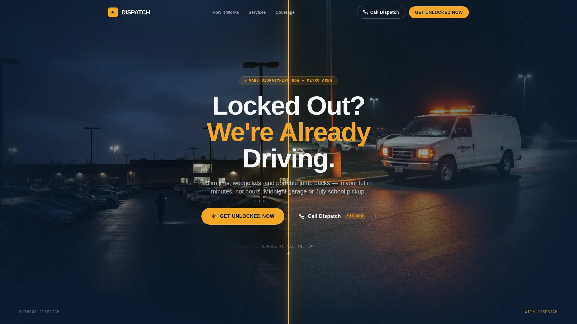 Roadside Lockout & Jump Start Landing Page Template