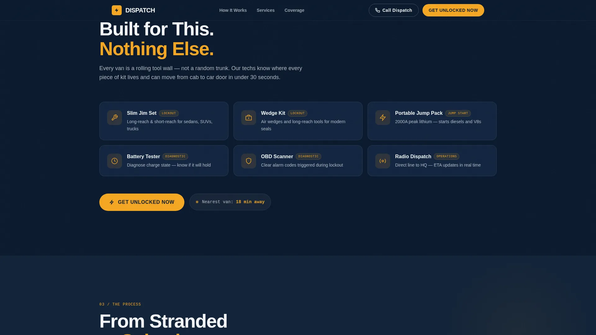 Roadside Lockout & Jump Start Landing Page Template