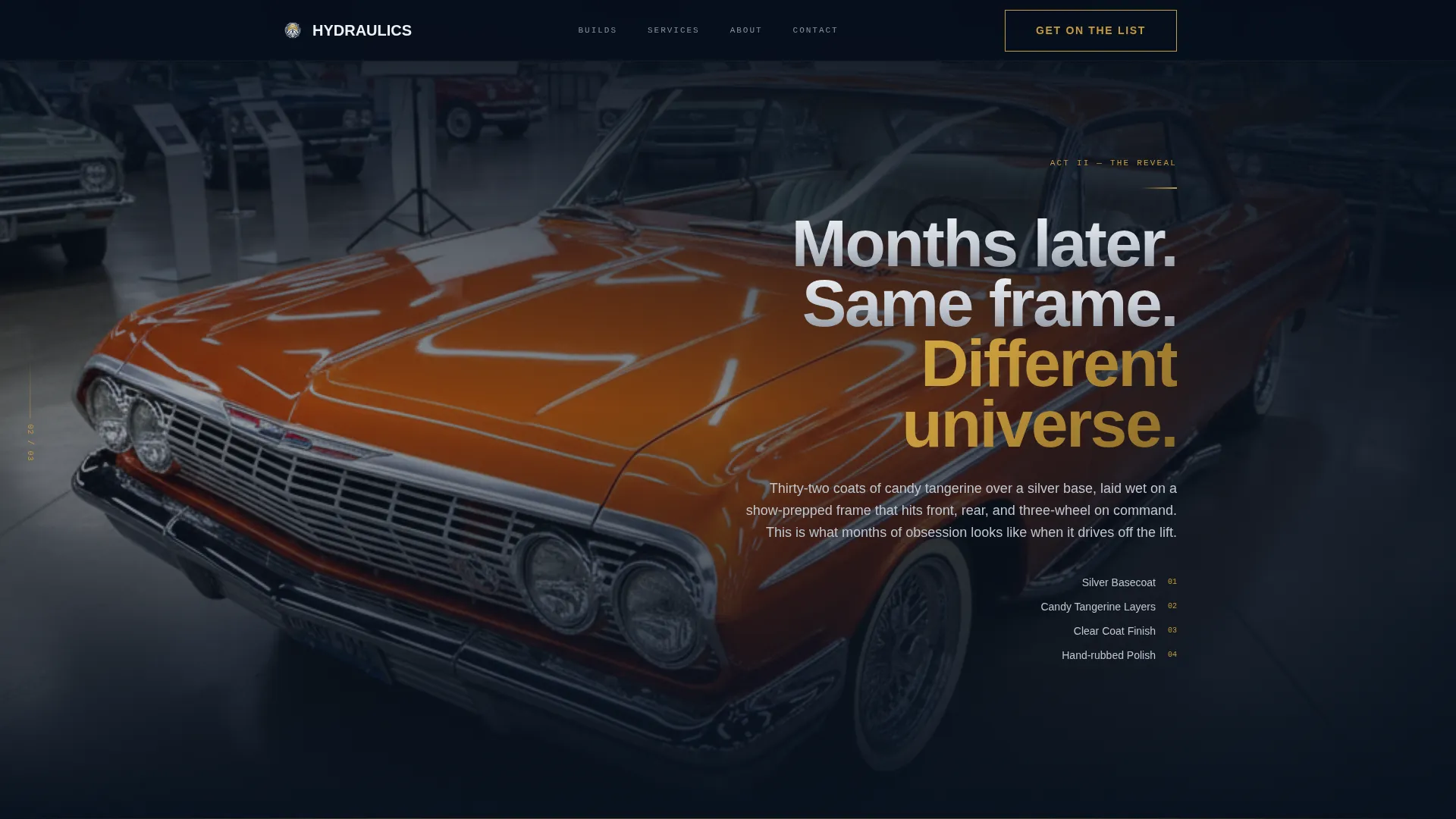 Cinematic Lowrider Shop Landing Page Template