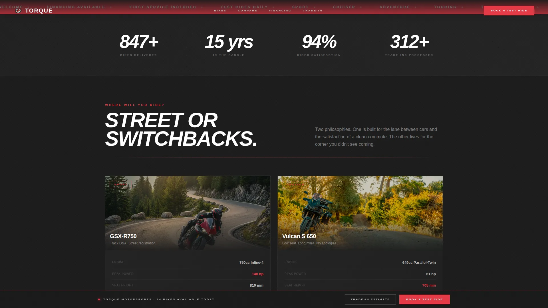 Motorcycle Dealership Landing Page Template