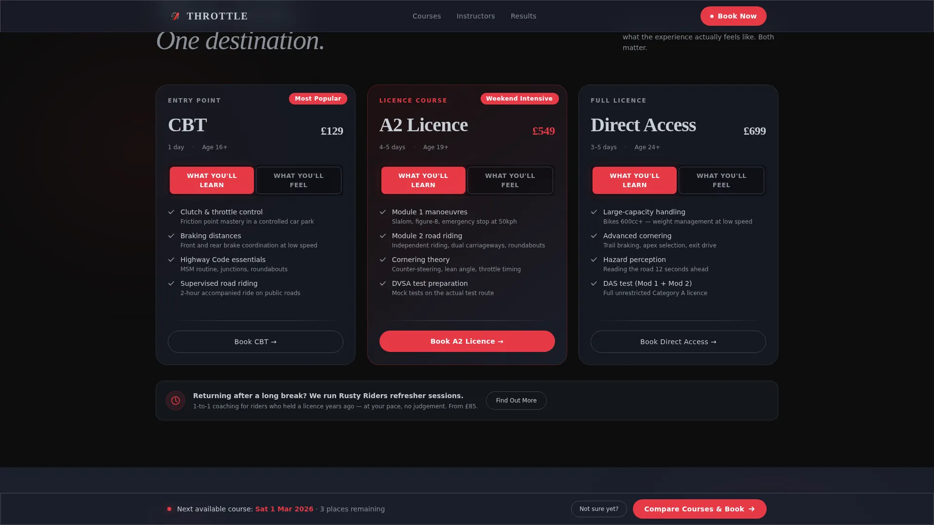 Motorcycle Training Landing Page Template