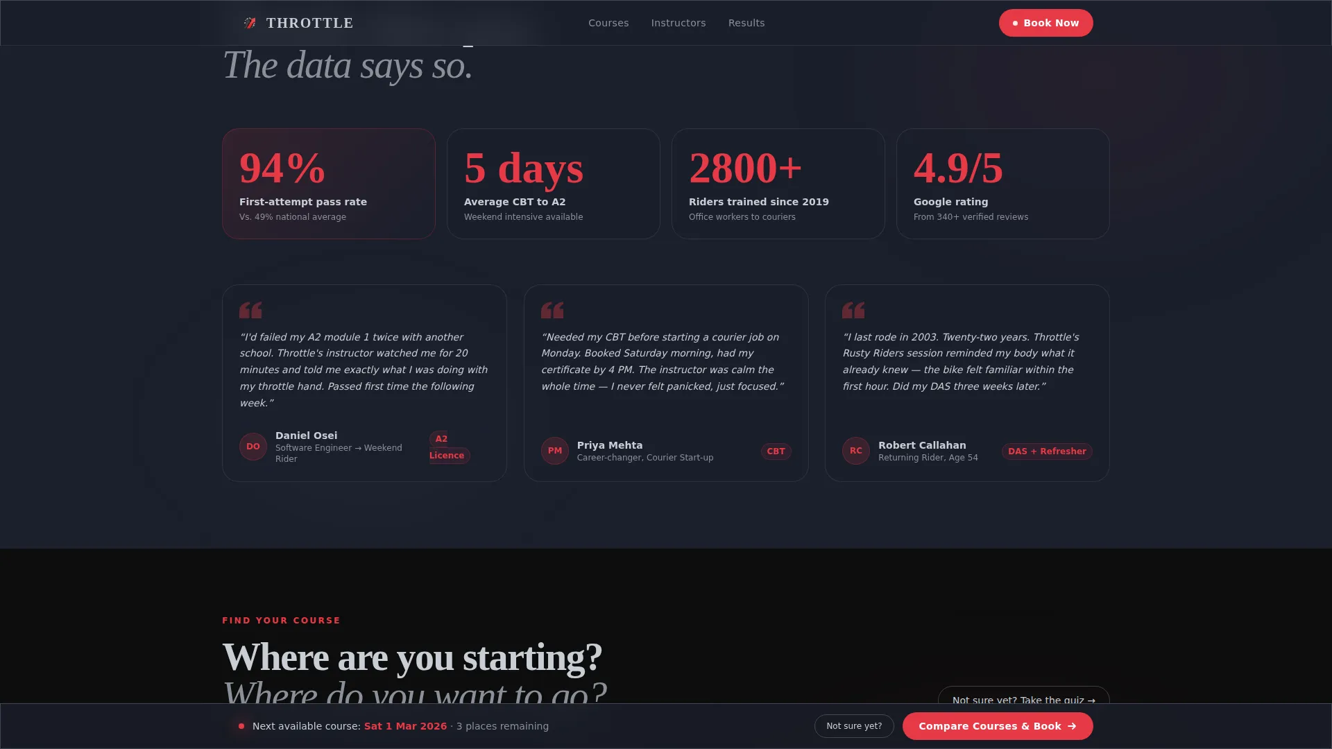 Motorcycle Training Landing Page Template