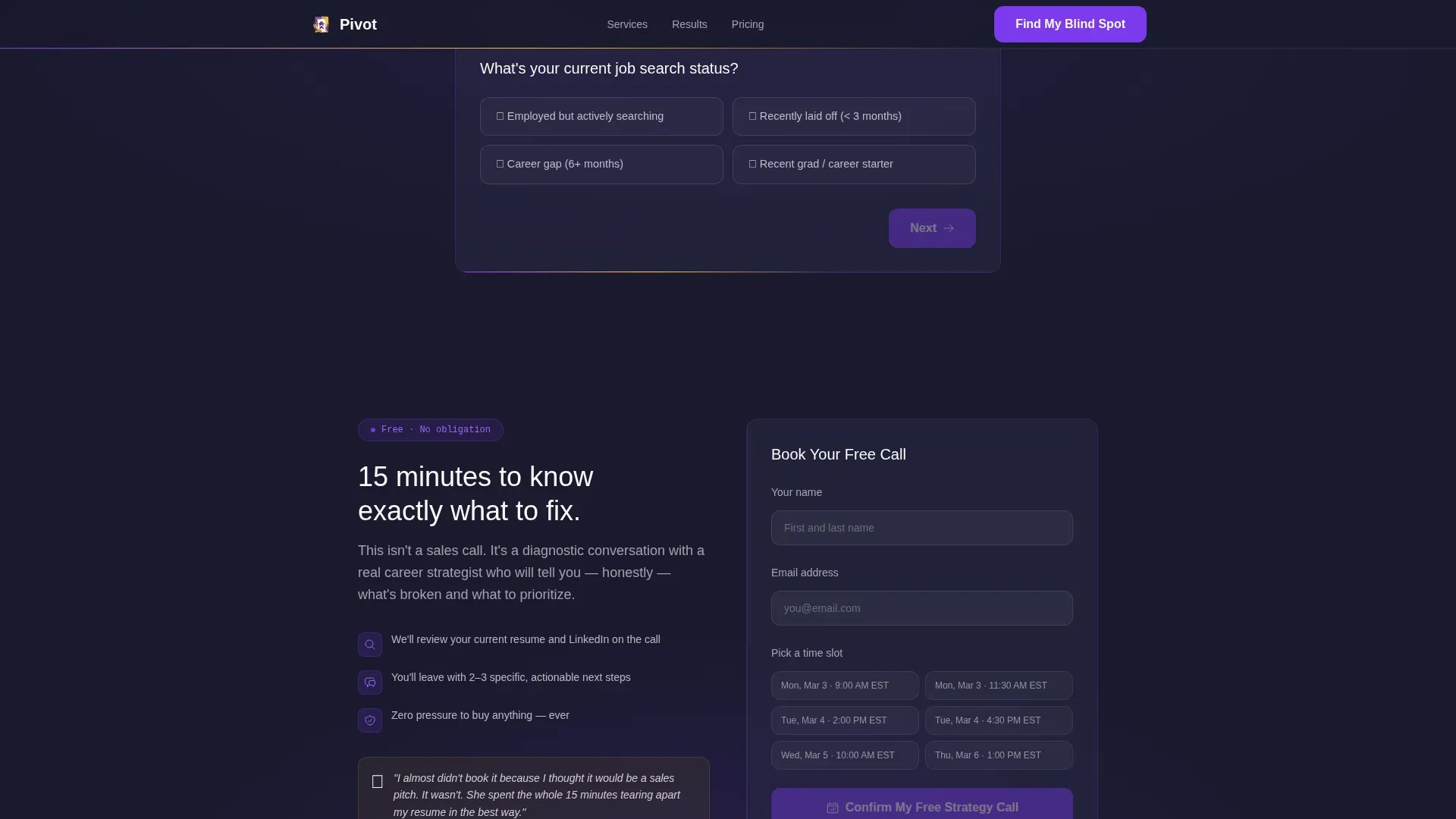 Outplacement & Career Transition Booking Website Template