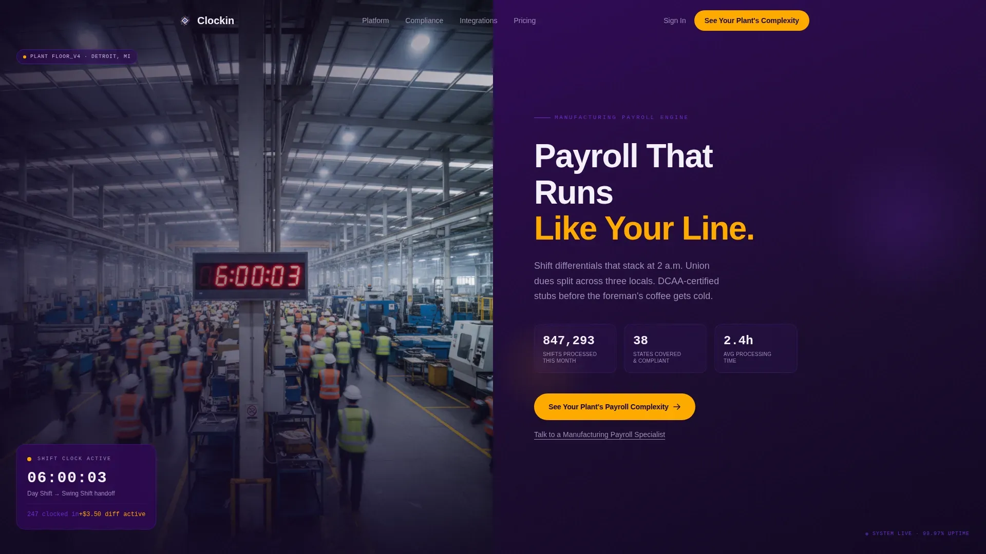 Manufacturing Payroll | Free Website Template | Rocket