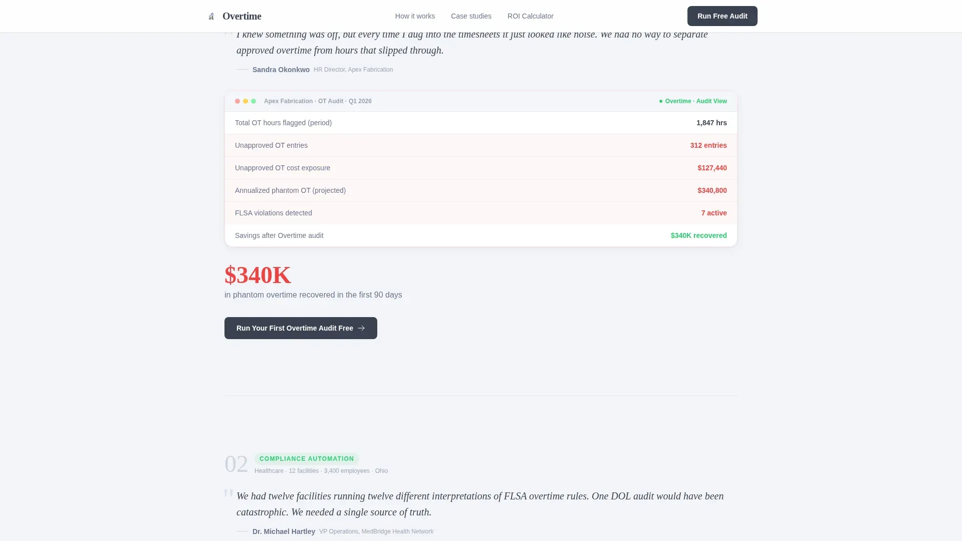 Overtime Management Landing page Template