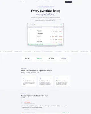 Overtime Management Landing page Template