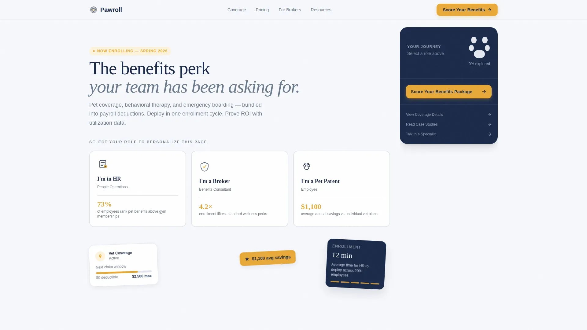 Pet Benefits Landing Page Template for HR Teams