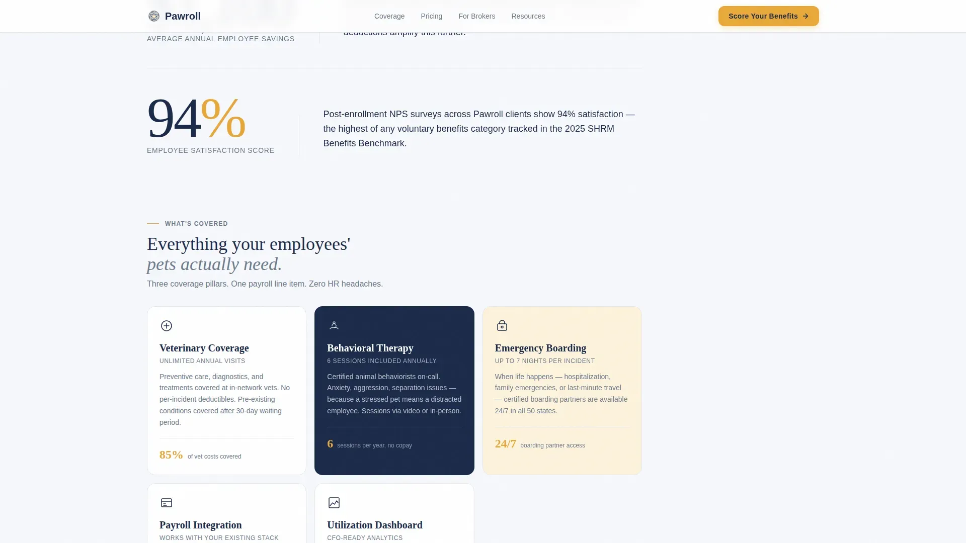 Pet Benefits Landing Page Template for HR Teams