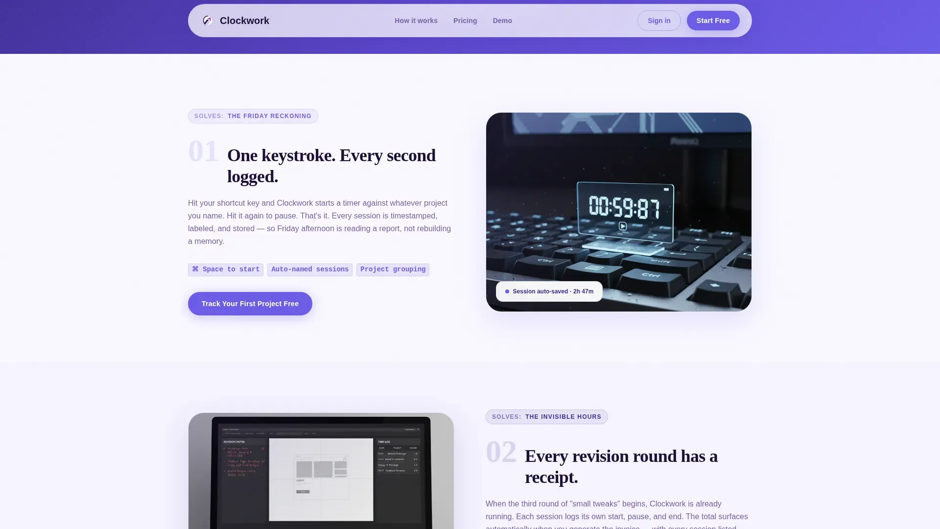 Project-Based Time Tracking Landing Page Template