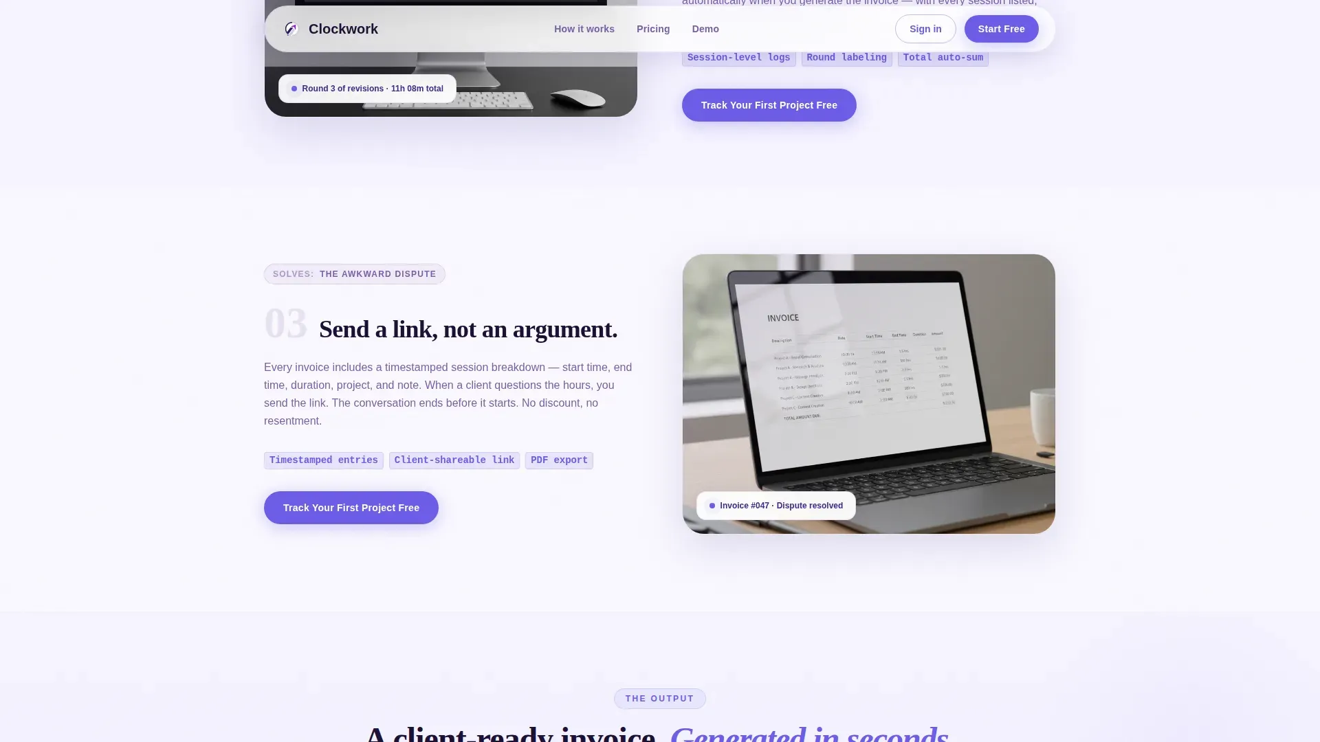 Project-Based Time Tracking Landing Page Template