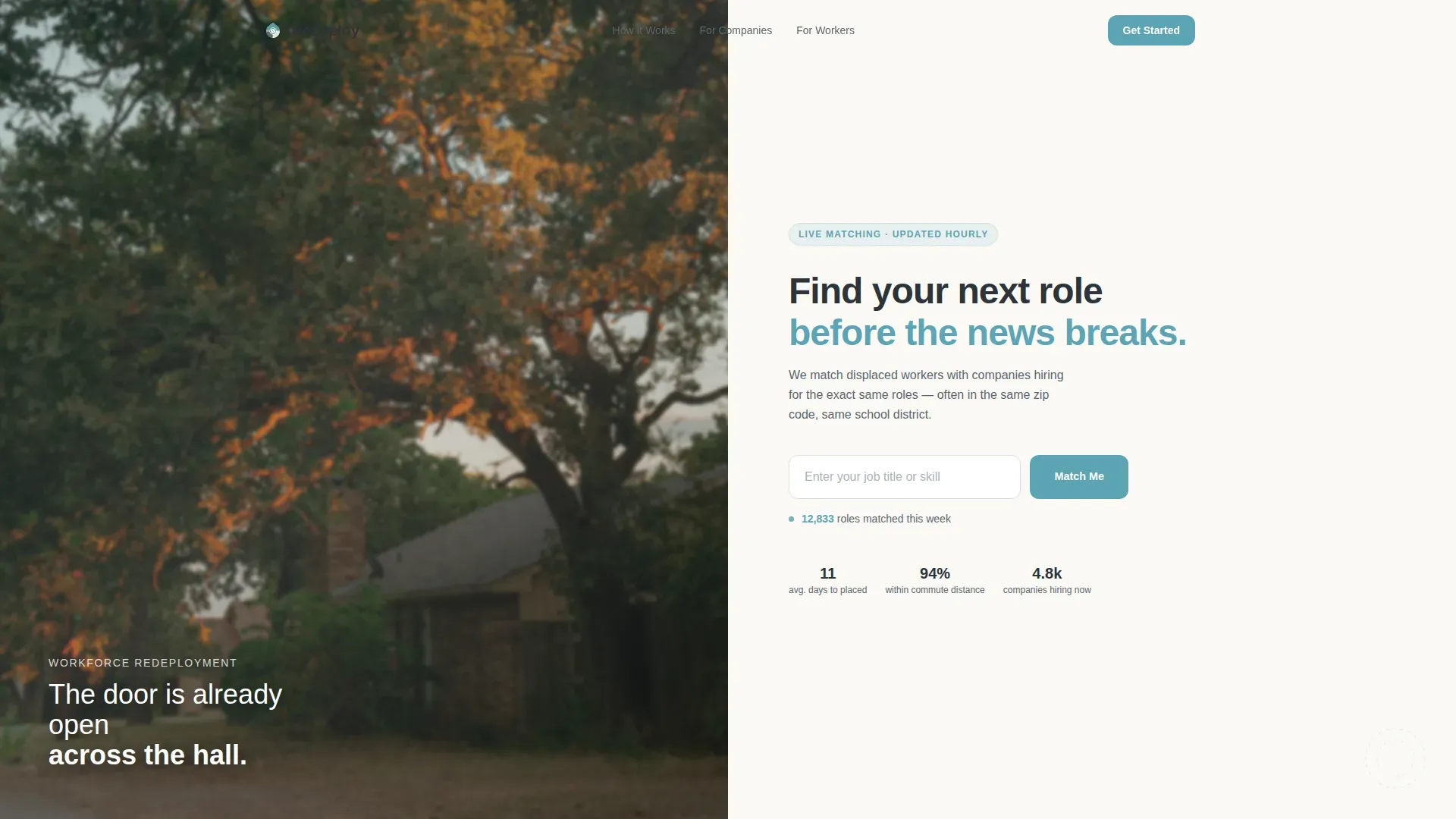 Redeployment Platform Landing Page Template