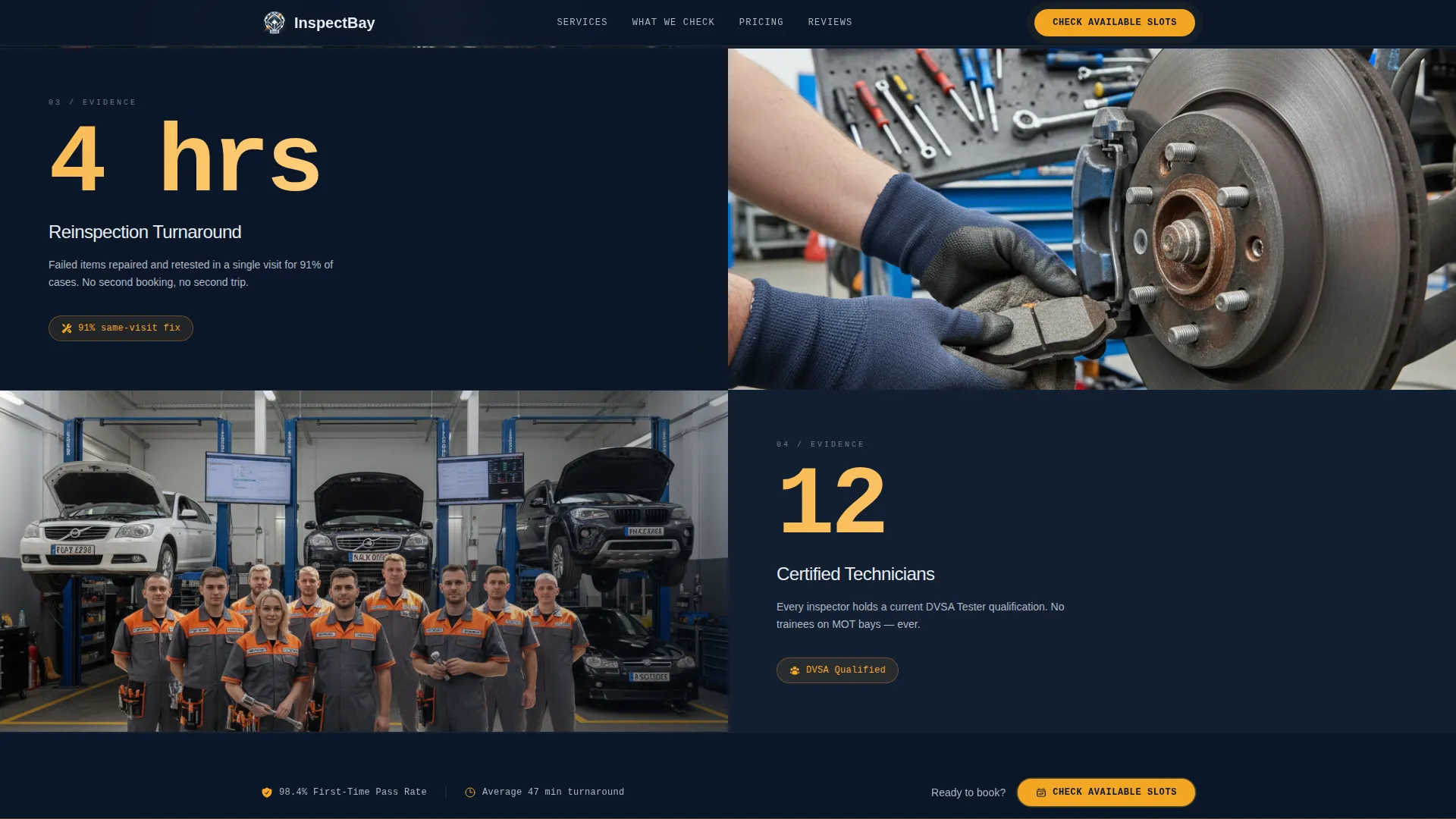 Complete Vehicle Inspection & Testing Appointment Booking Website Template