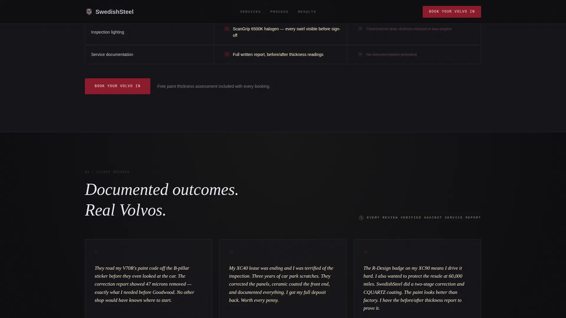 Precision Volvo Detailing Landing Page Template