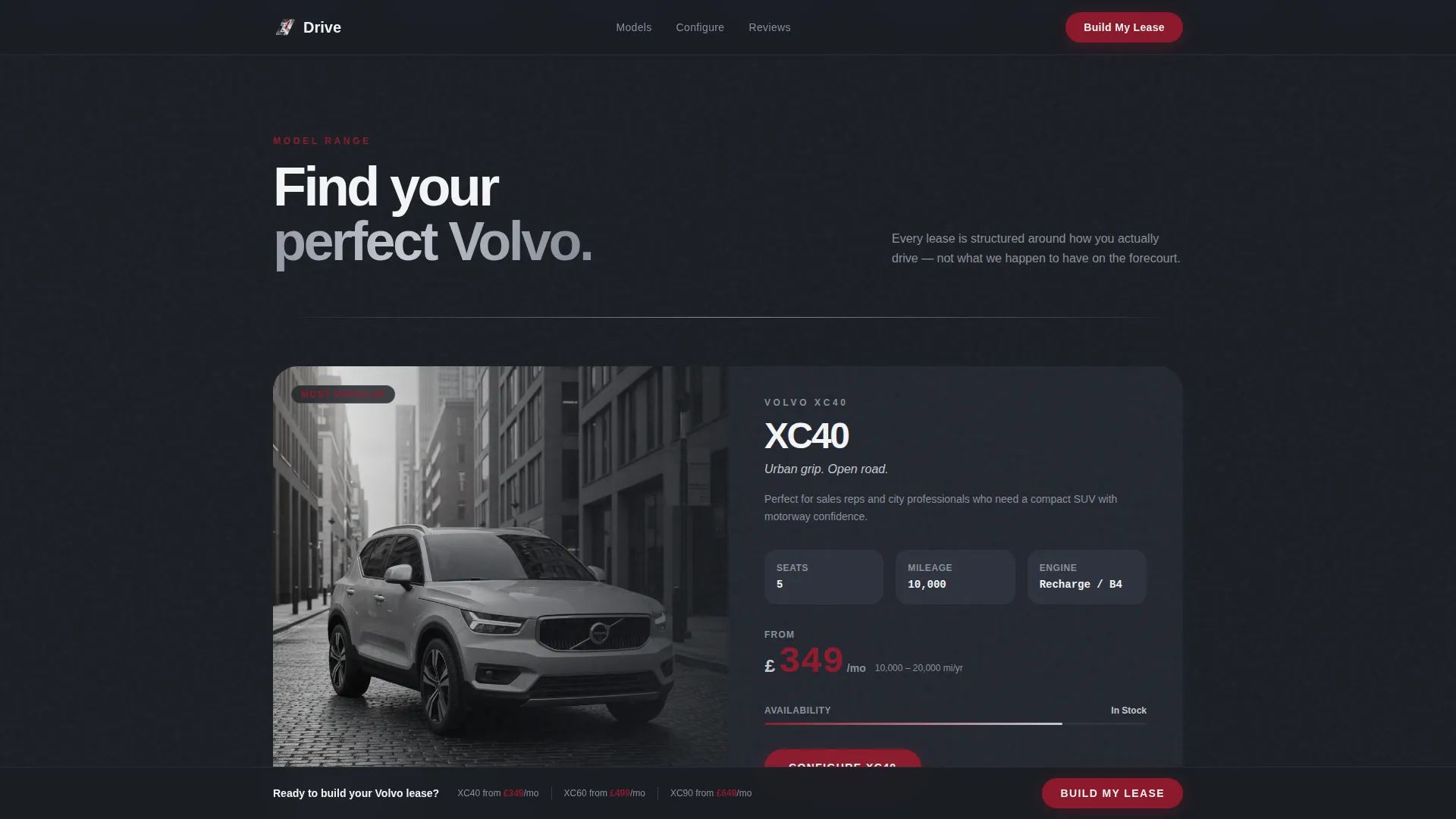 Volvo Leasing Specialist Landing Page Template