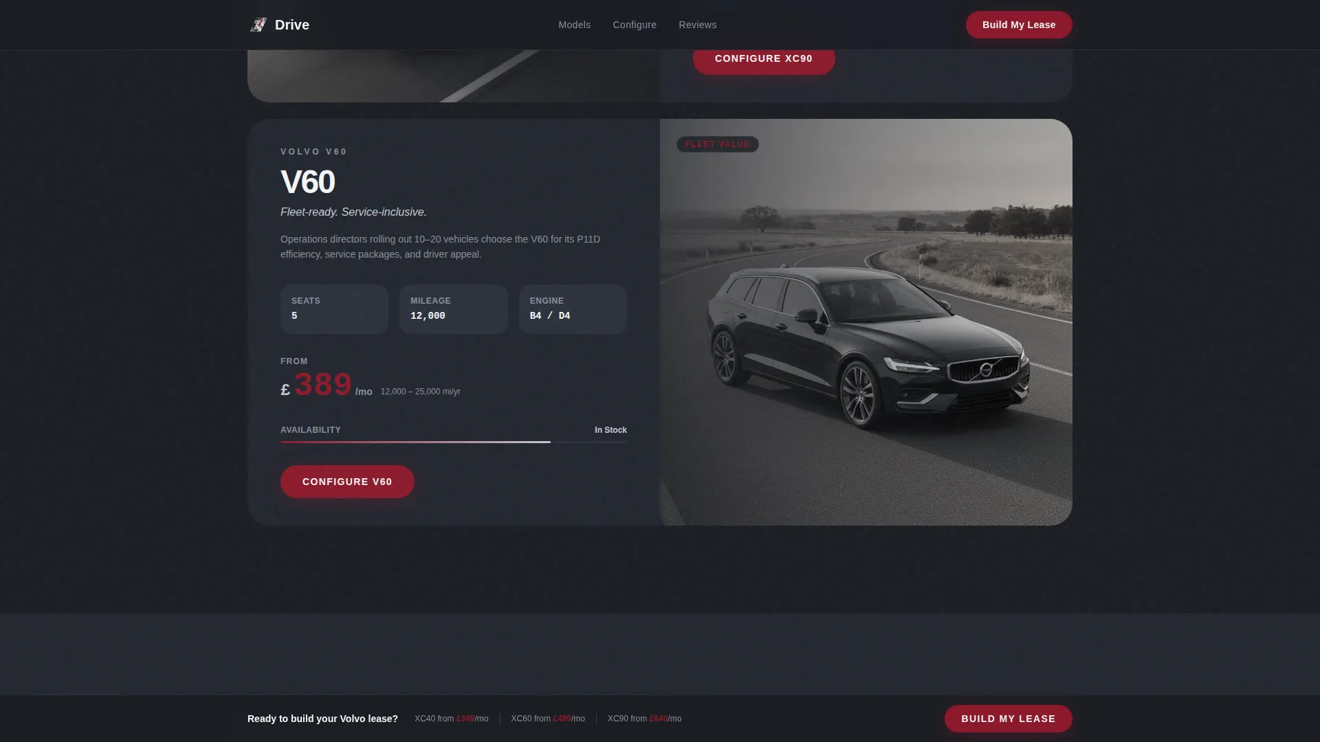 Volvo Leasing Specialist Landing Page Template