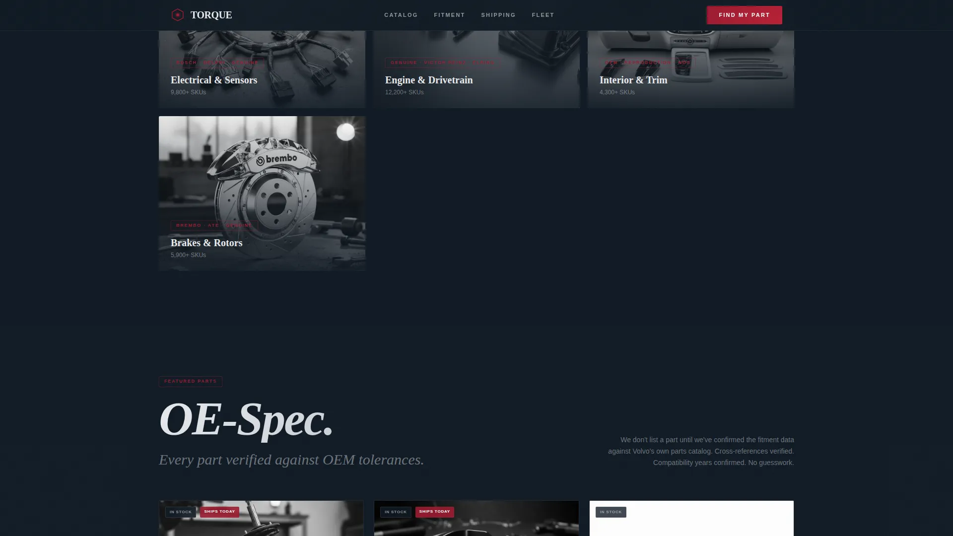Volvo Parts Gallery & Lead Gen Landing Page Template