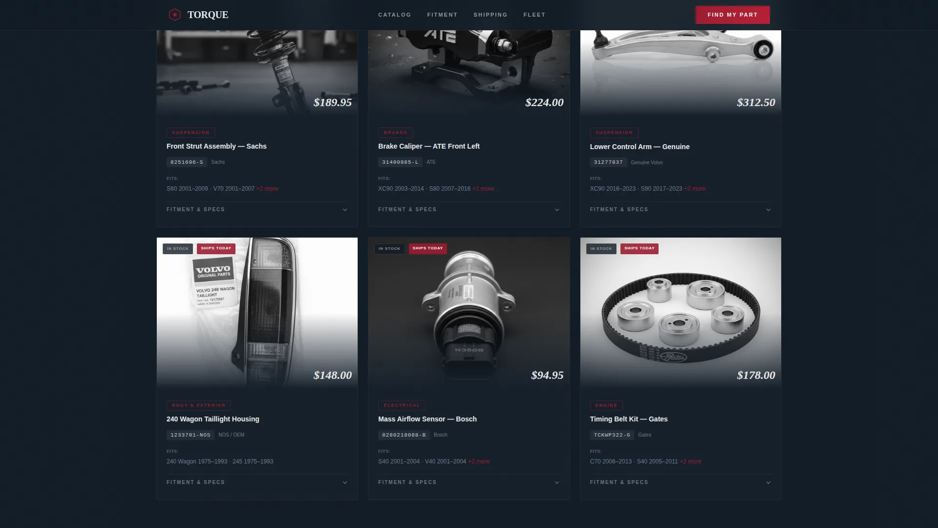 Volvo Parts Gallery & Lead Gen Landing Page Template