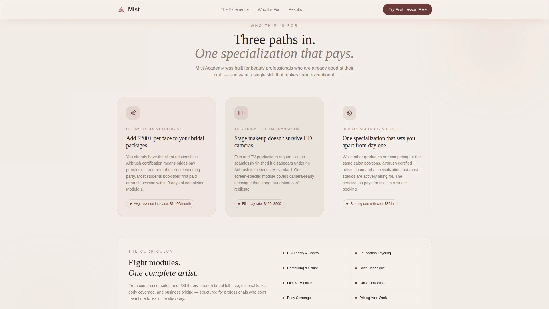 Specialty Beauty Treatments Professional Website Template