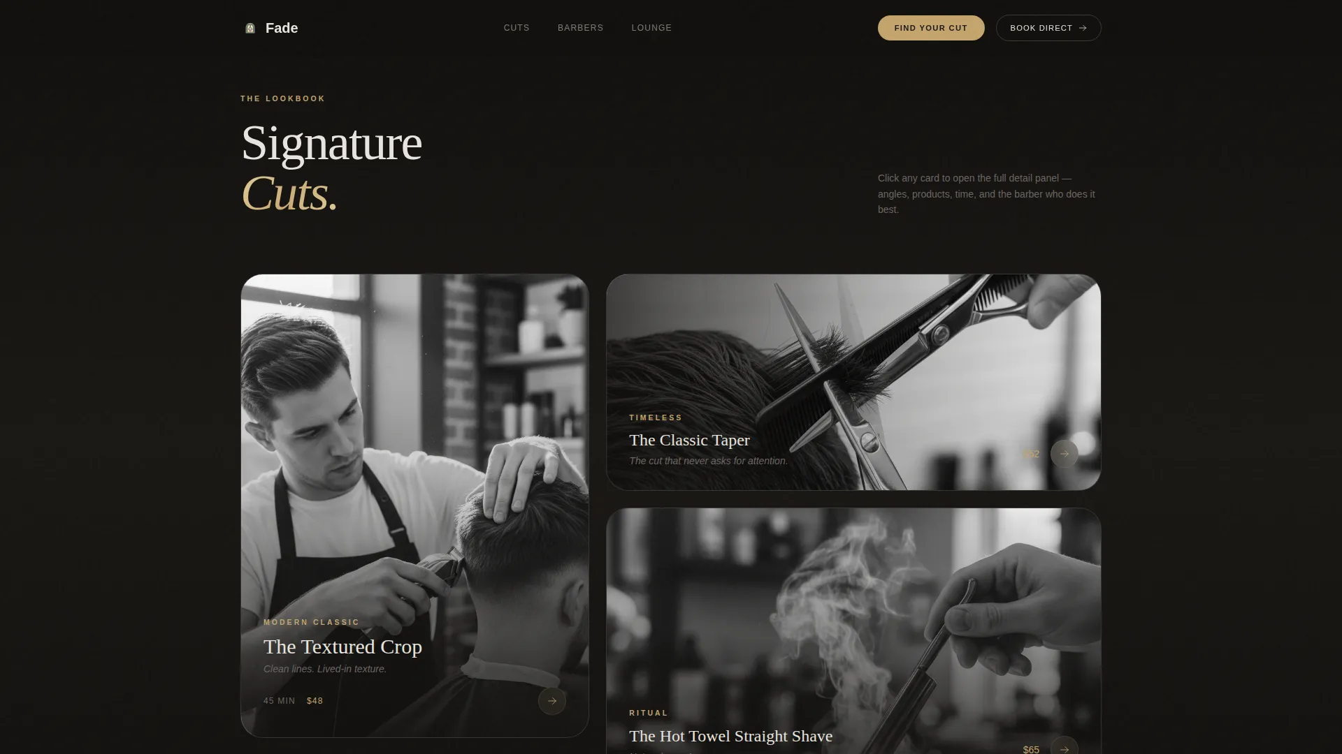Premium Barber Lounge Experience Website Template