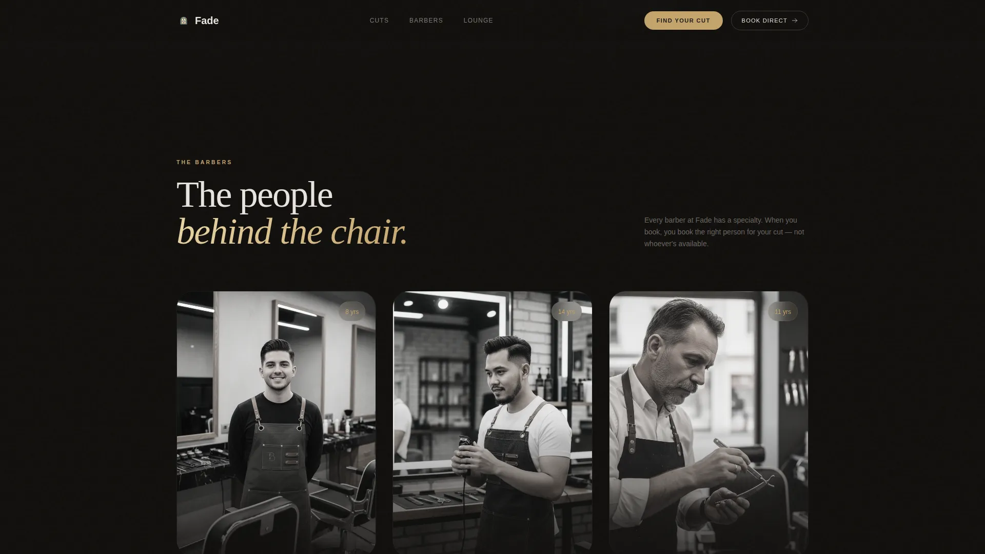 Premium Barber Lounge Experience Website Template