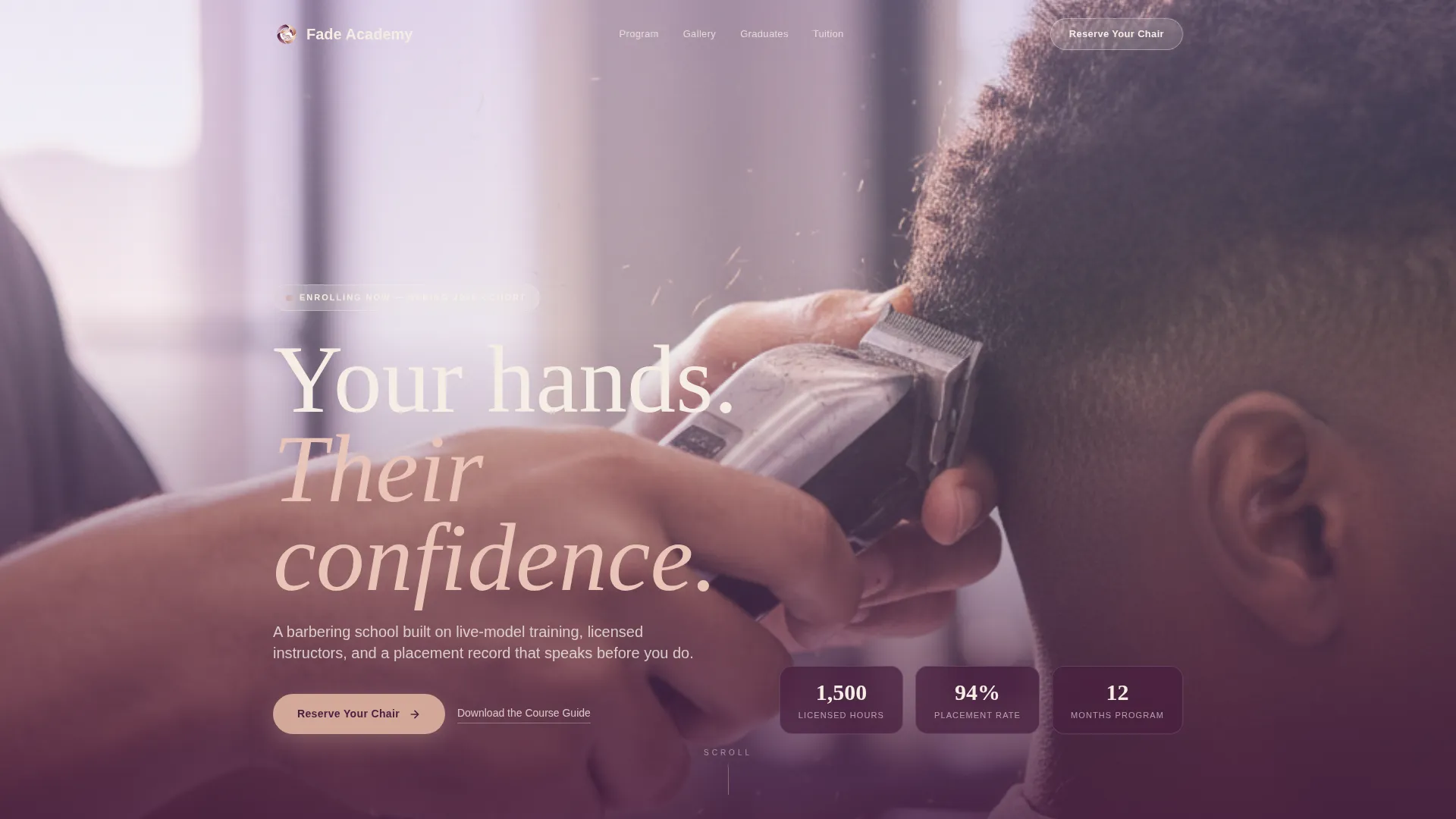 Academy Landing Page Template | Fade