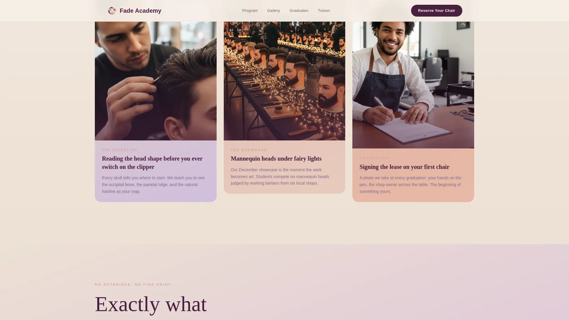 Academy Landing Page Template | Fade
