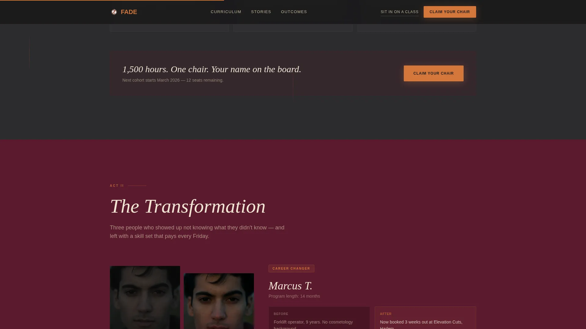 Barbering School Landing Page Template