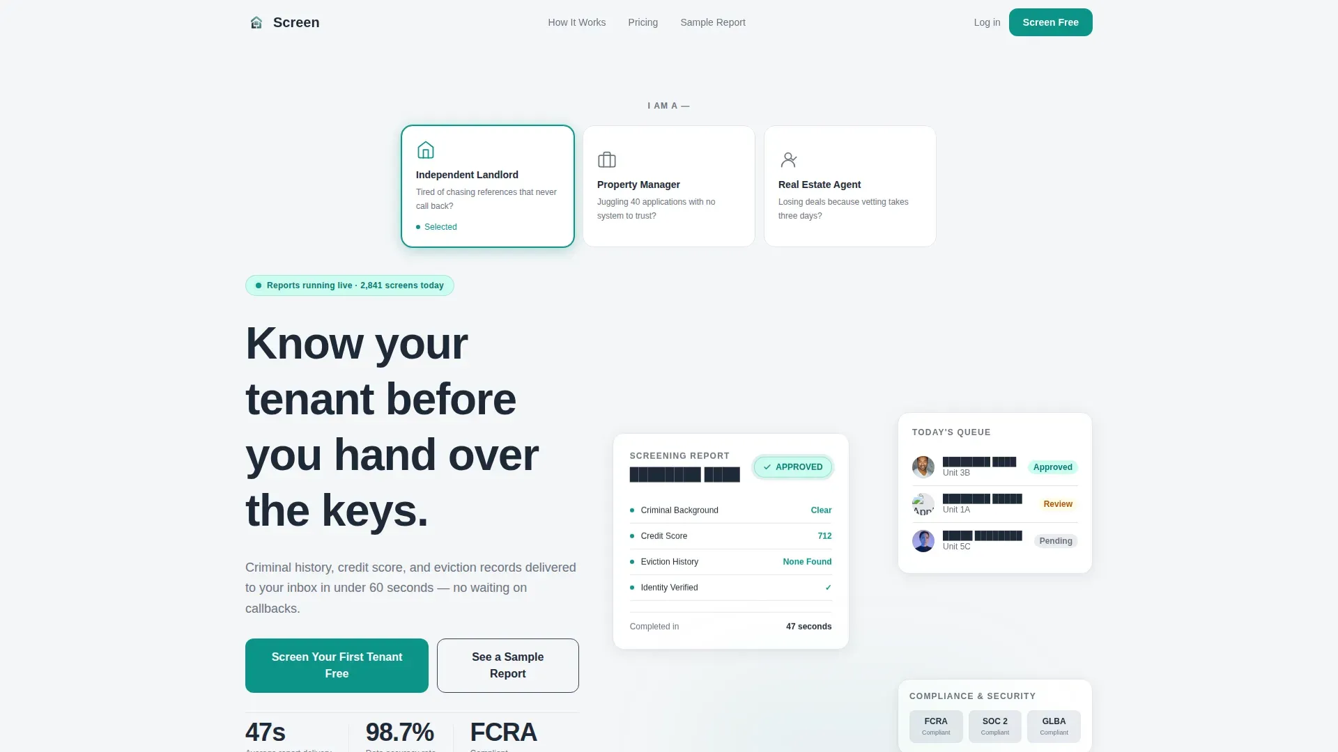 Tenant Screening Landing page Template