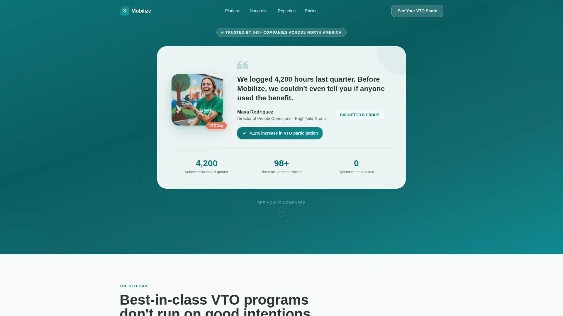 VTO Platform, Comparison Table Landing Page