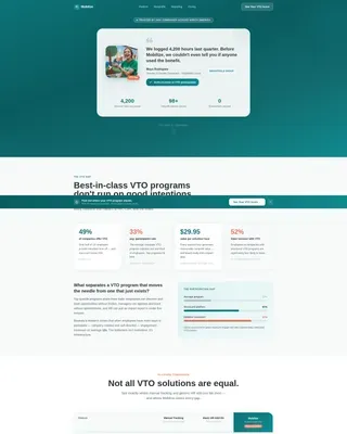 VTO Platform, Comparison Table Landing Page