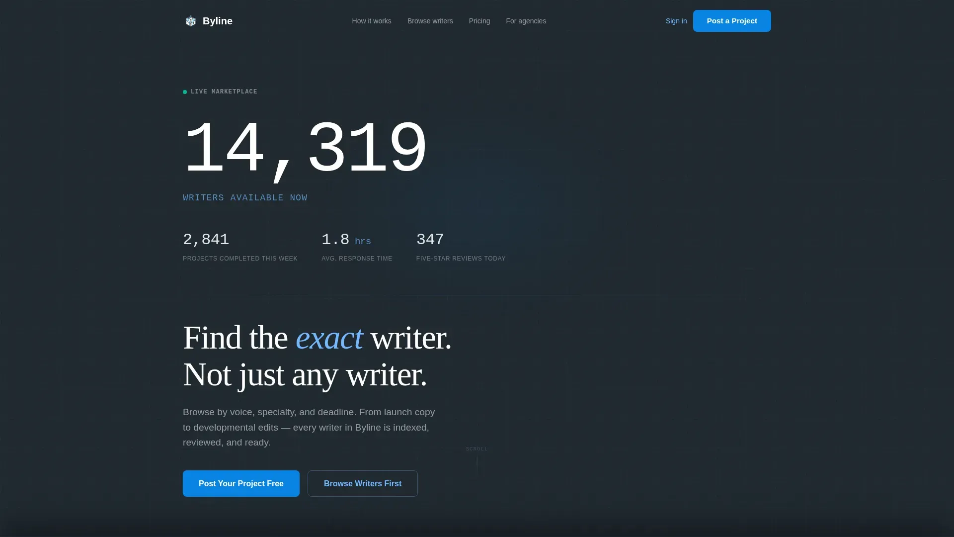 Writing & Content Marketplace Landing Page Template