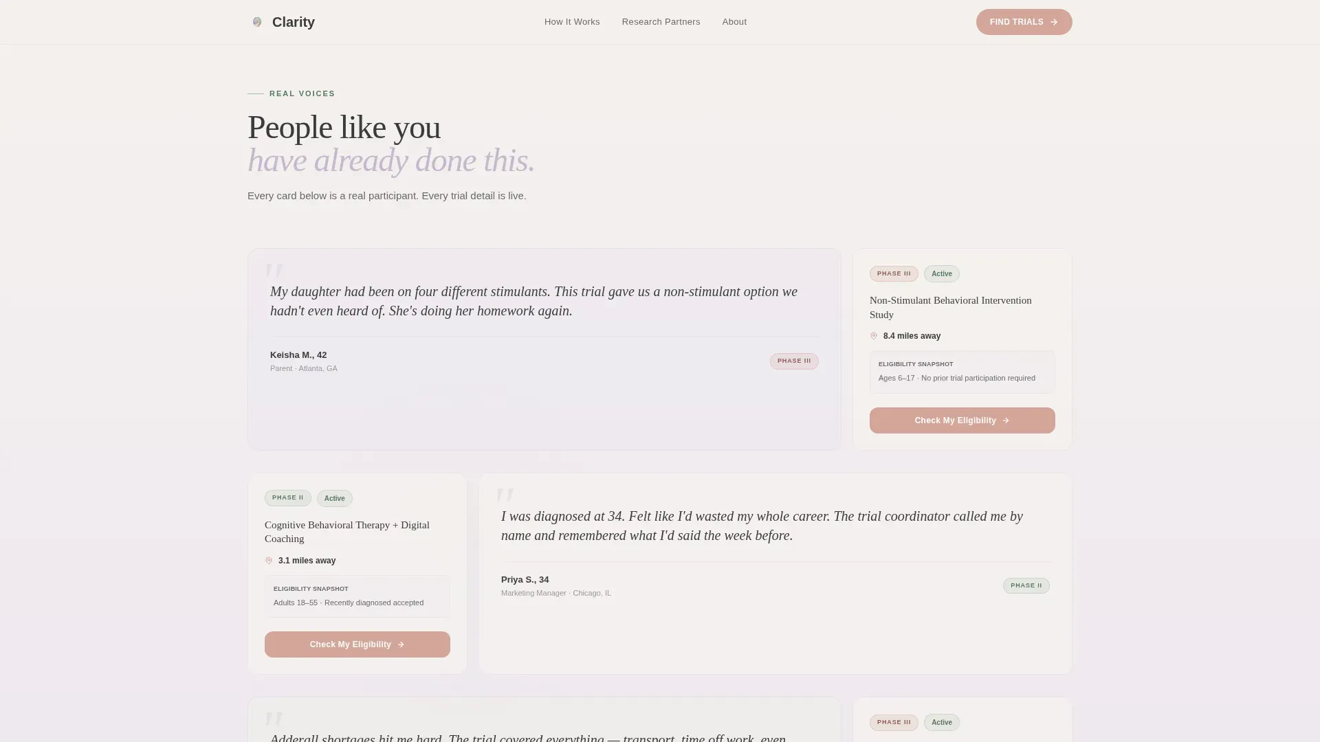 ADHD Clinical Trial Finder Landing Page Template