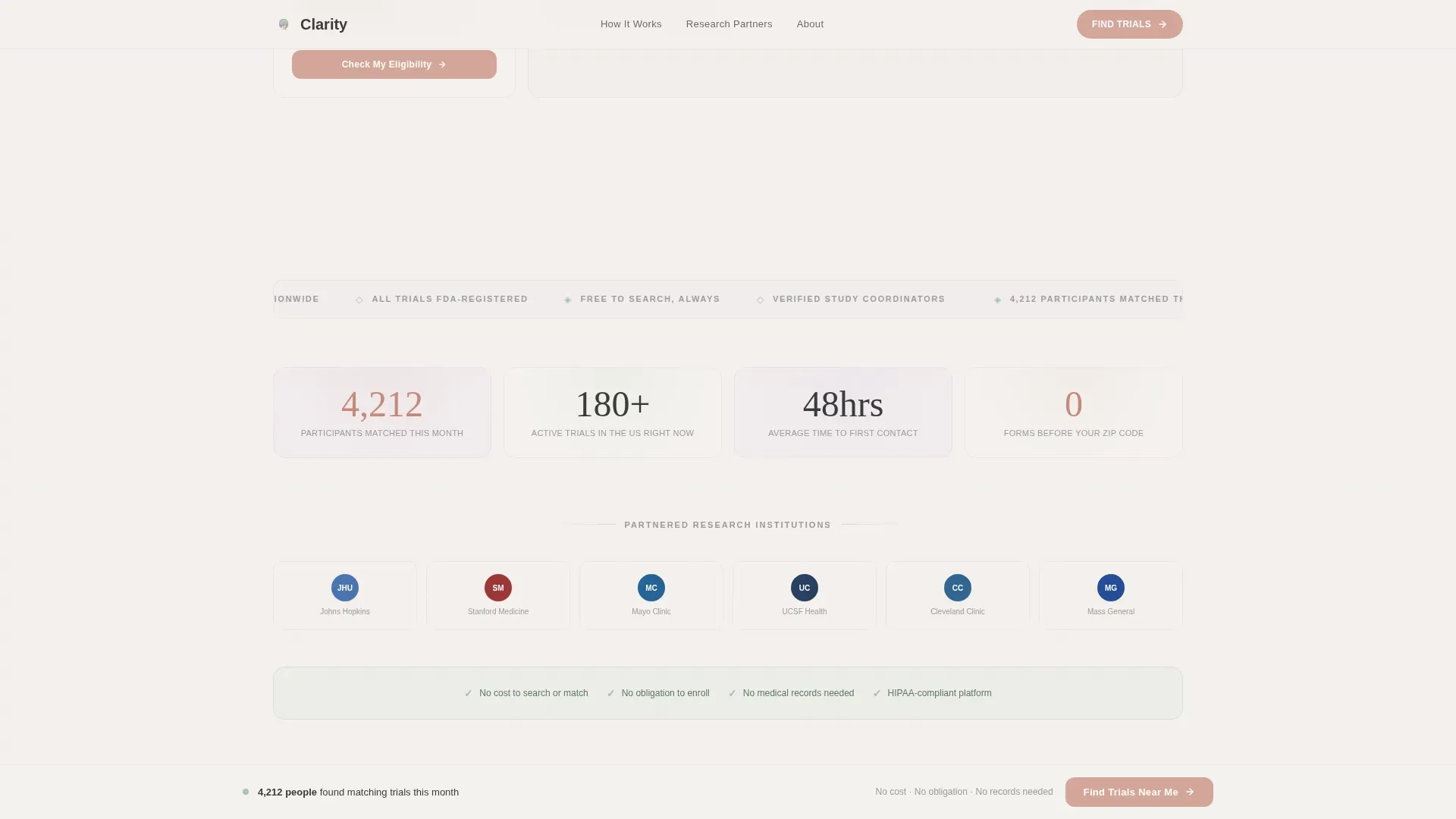 ADHD Clinical Trial Finder Landing Page Template