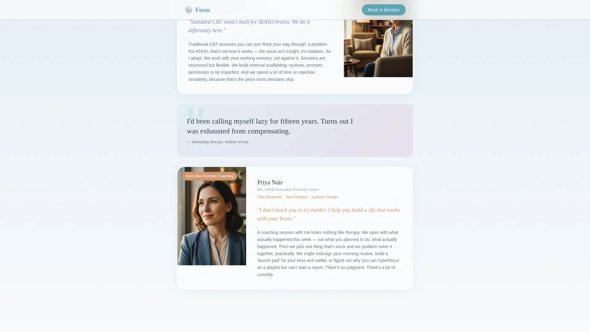 Adult ADHD Telehealth Landing Page Template