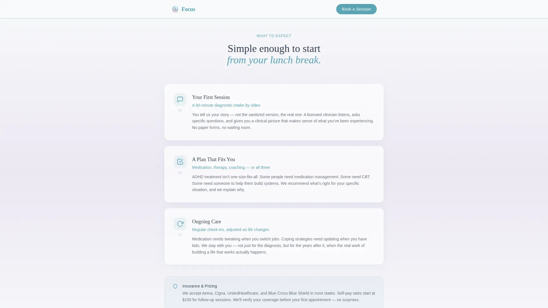 Adult ADHD Telehealth Landing Page Template