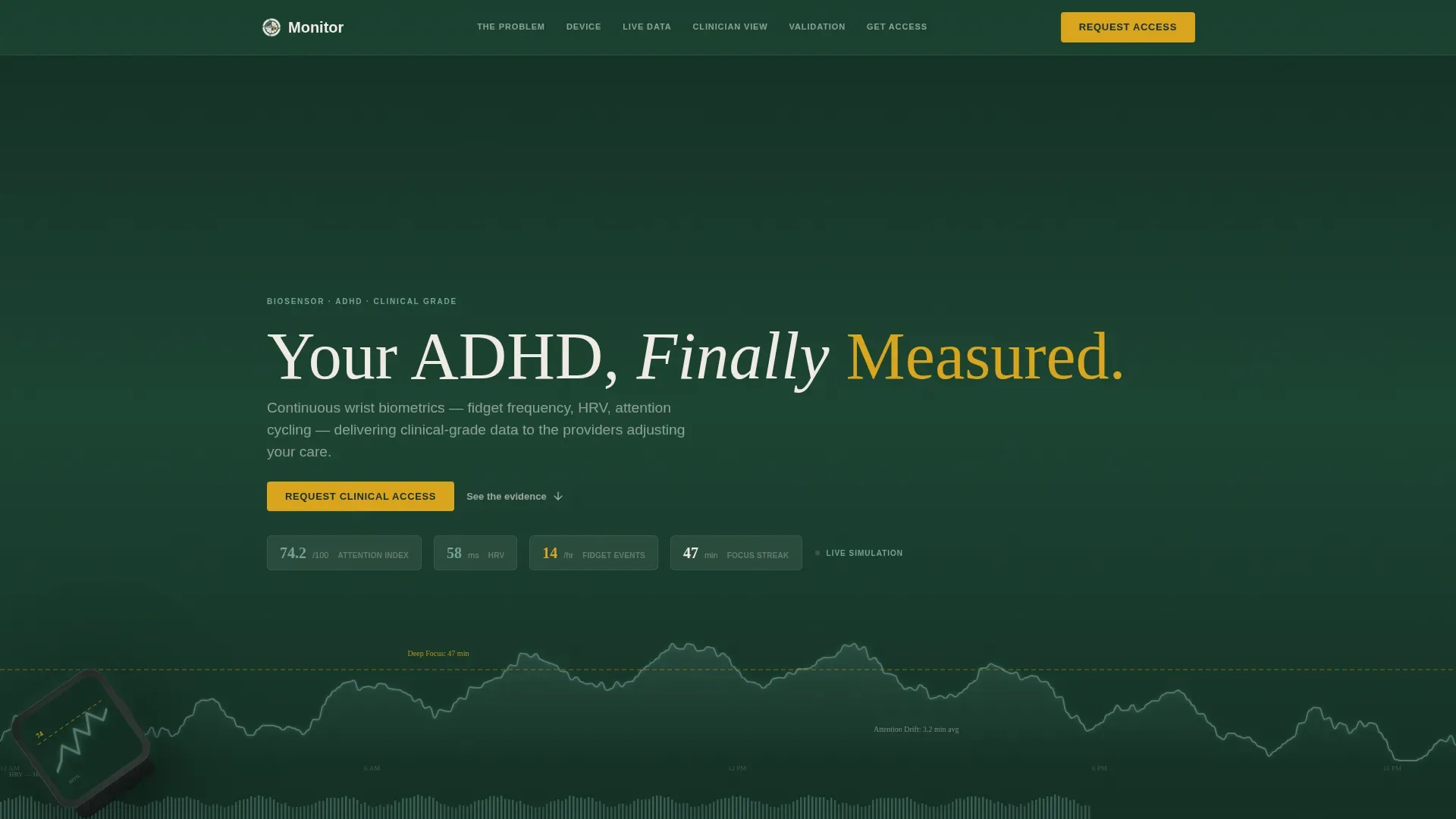 ADHD Wearable Biosensor Landing Page Template