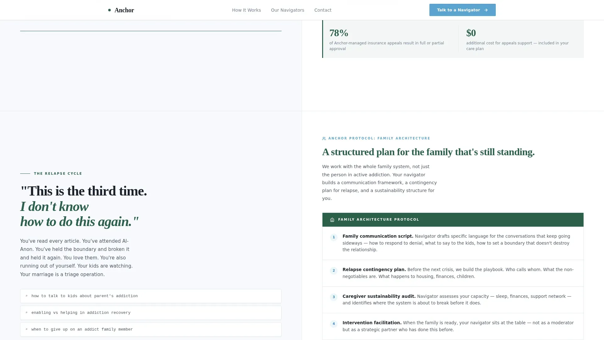 Addiction Recovery Caregiver Support Landing Page