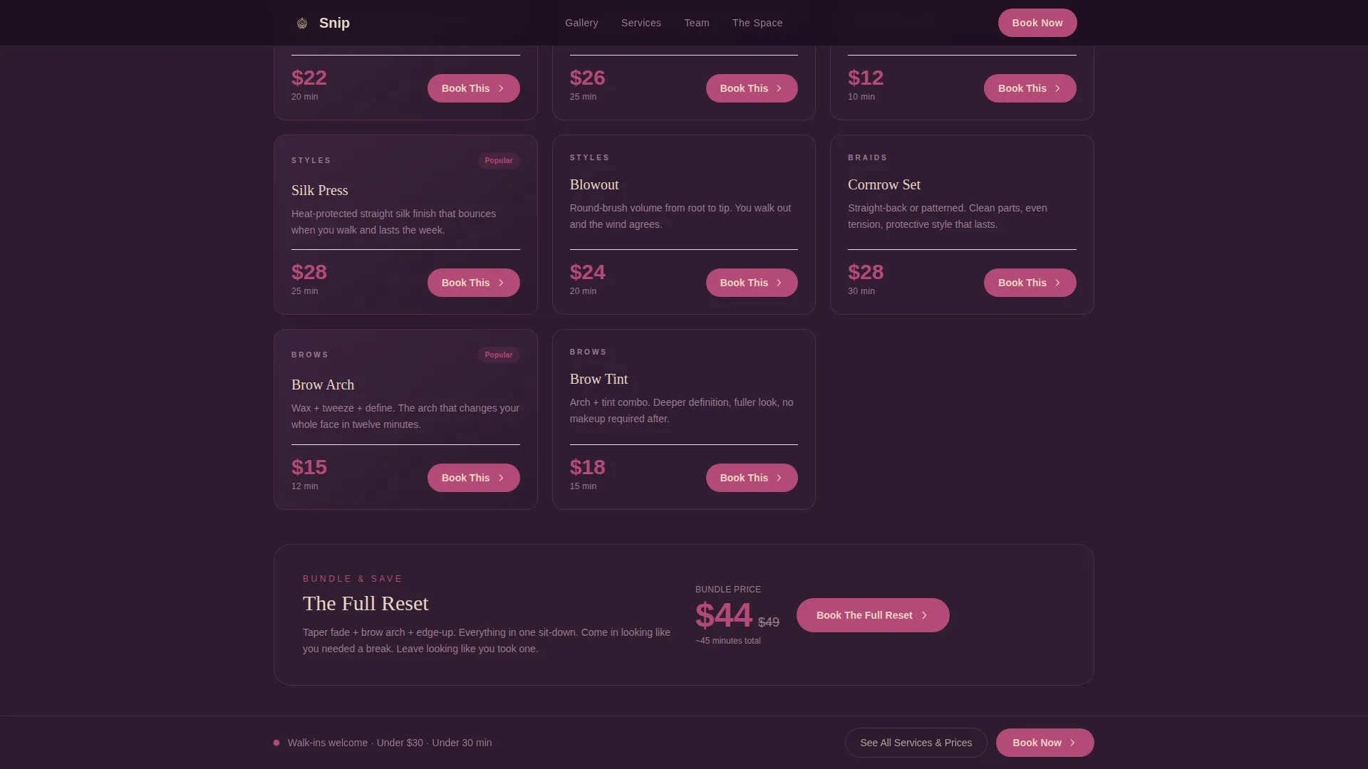 Salon & Hair Studio Booking Website Template
