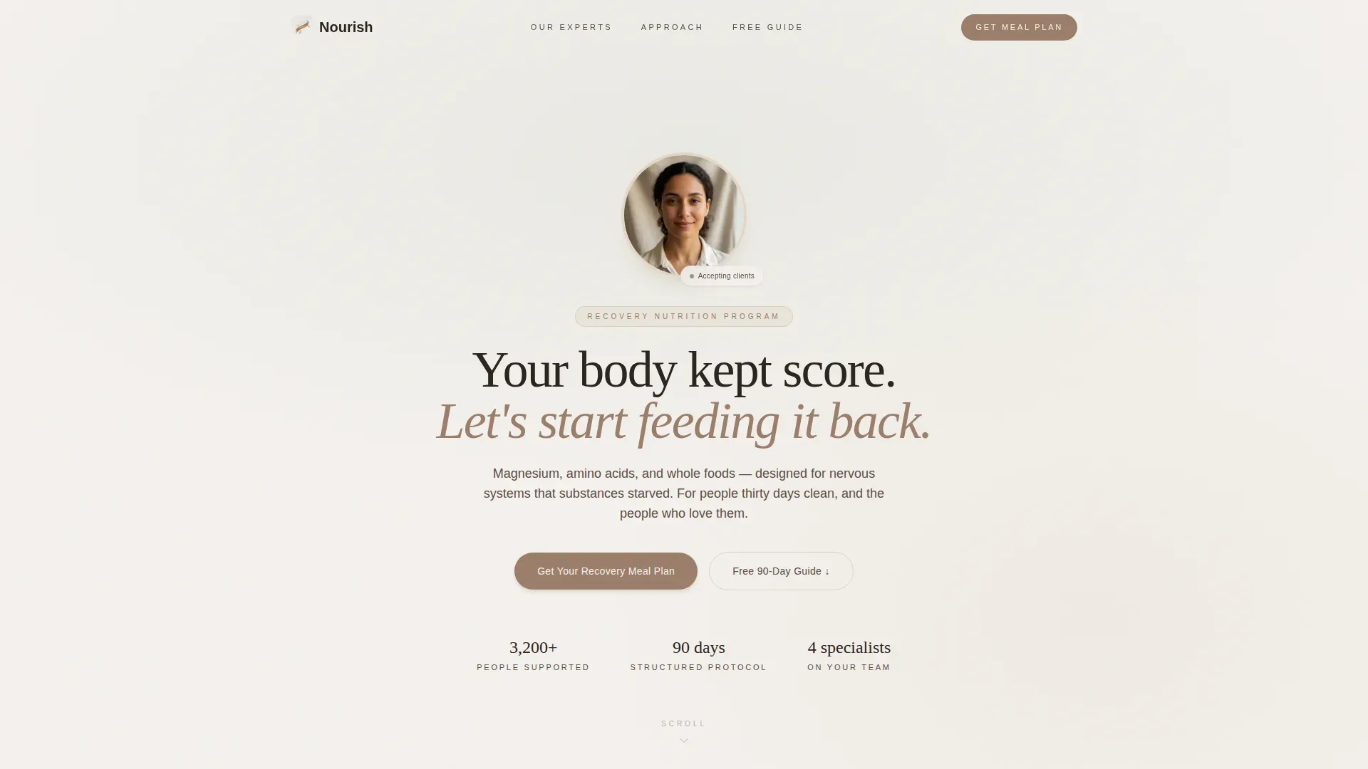 Recovery Nutrition Landing Page Template