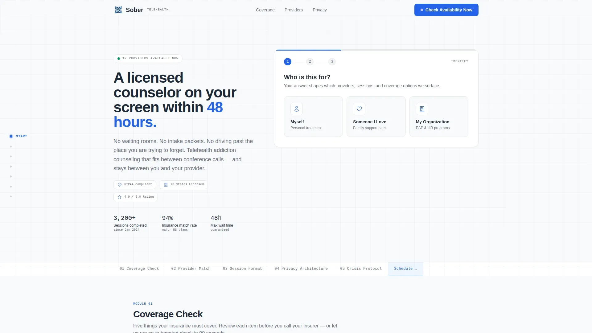 Addiction & Recovery Telehealth Landing Page Template