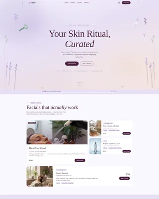 Skincare Studio Landing Page Template | Card Grid