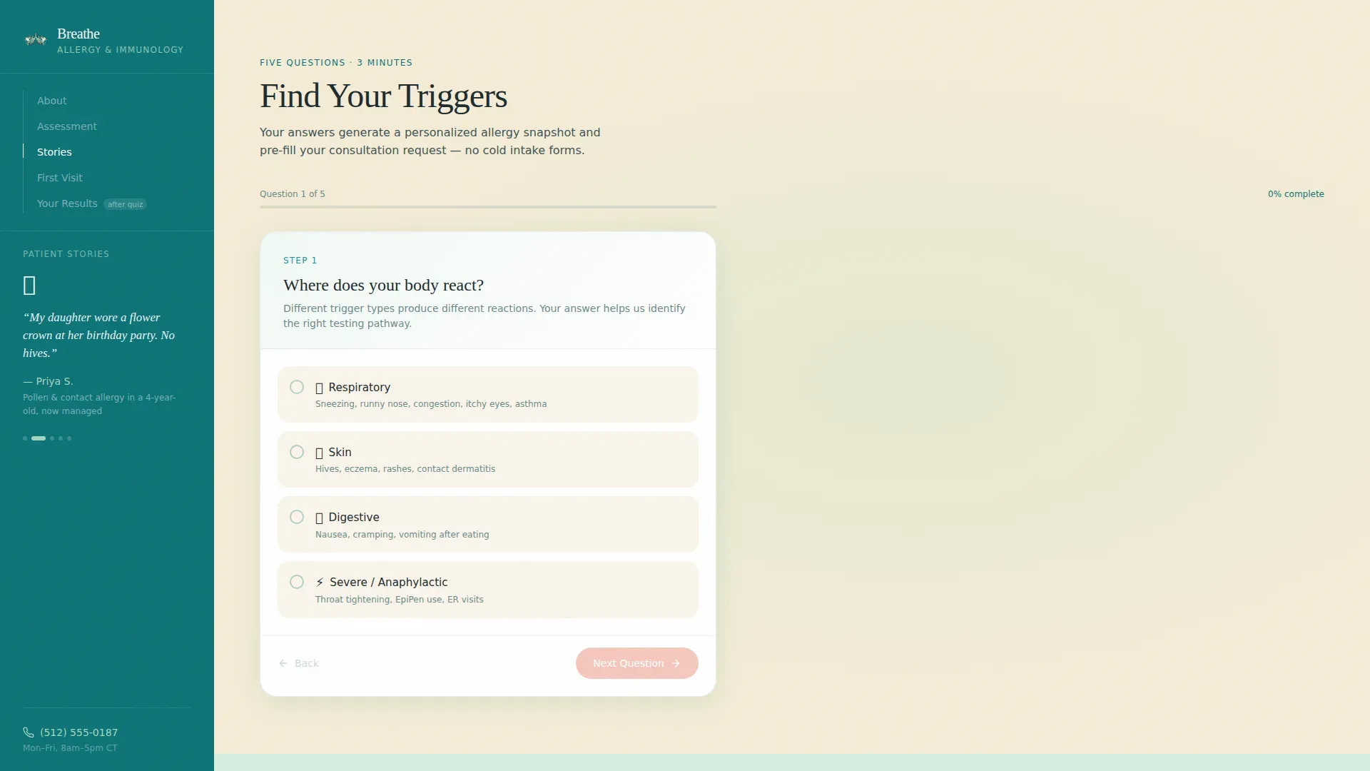 Allergy Clinic New Patient Landing Page Template