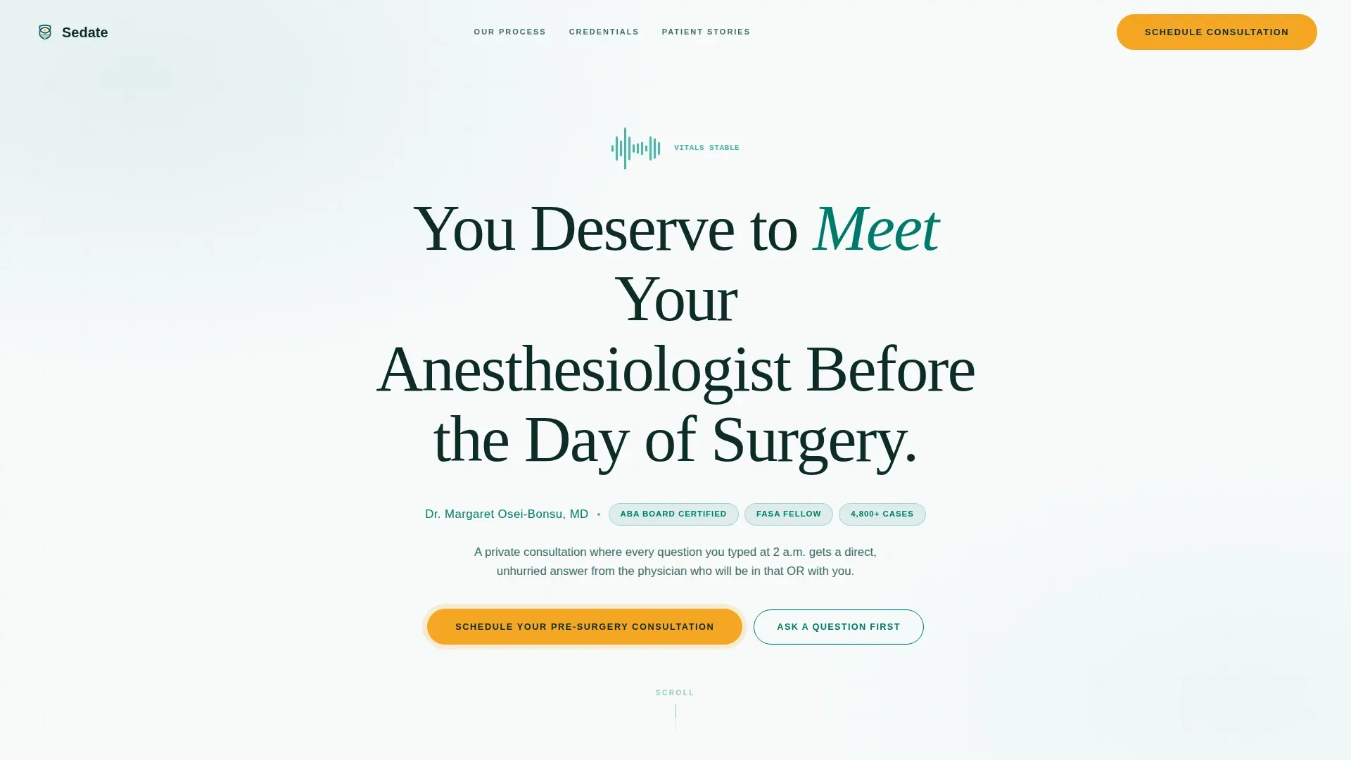 Private Anesthesiology Consultation Landing Page