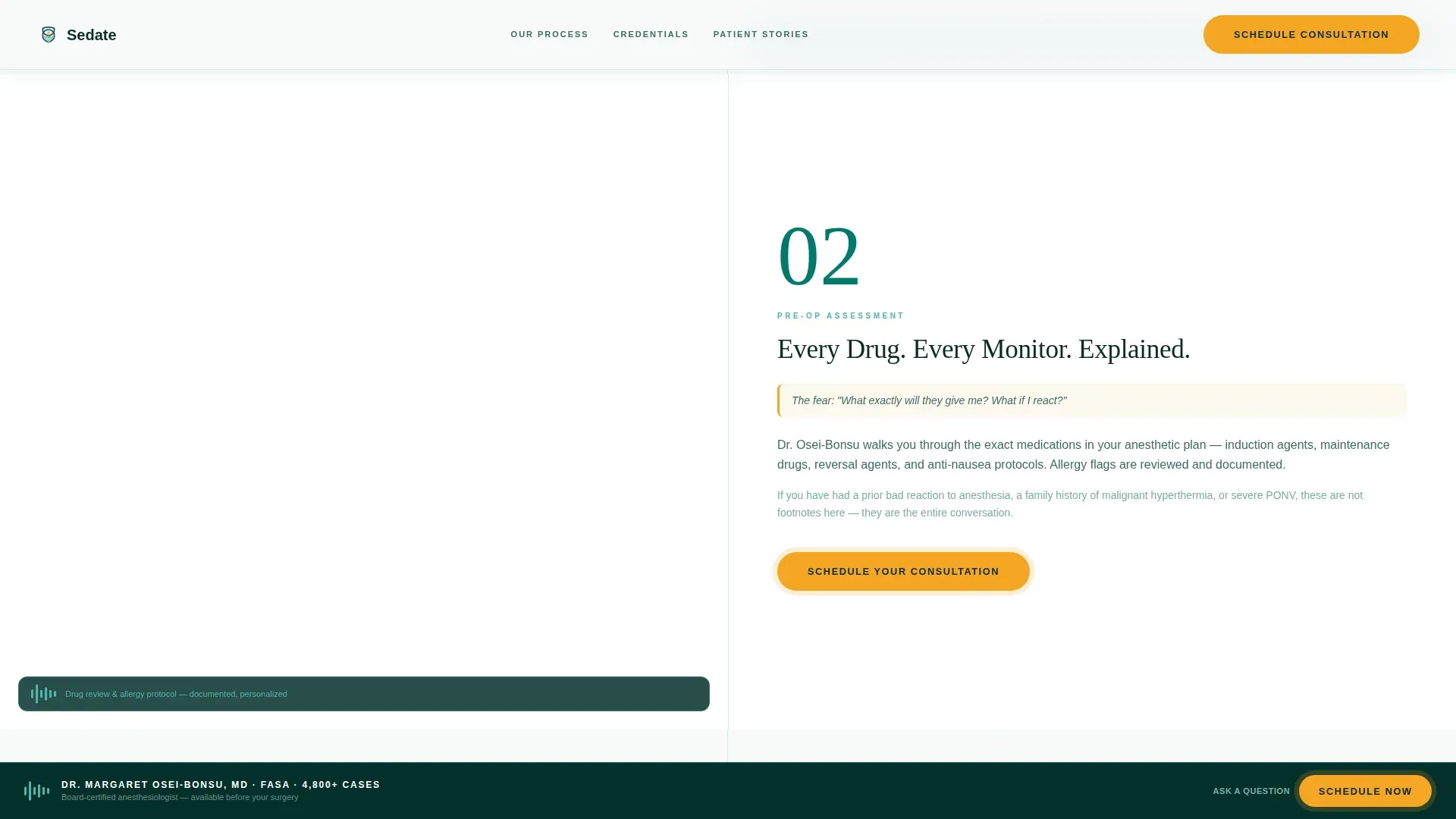 Private Anesthesiology Consultation Landing Page