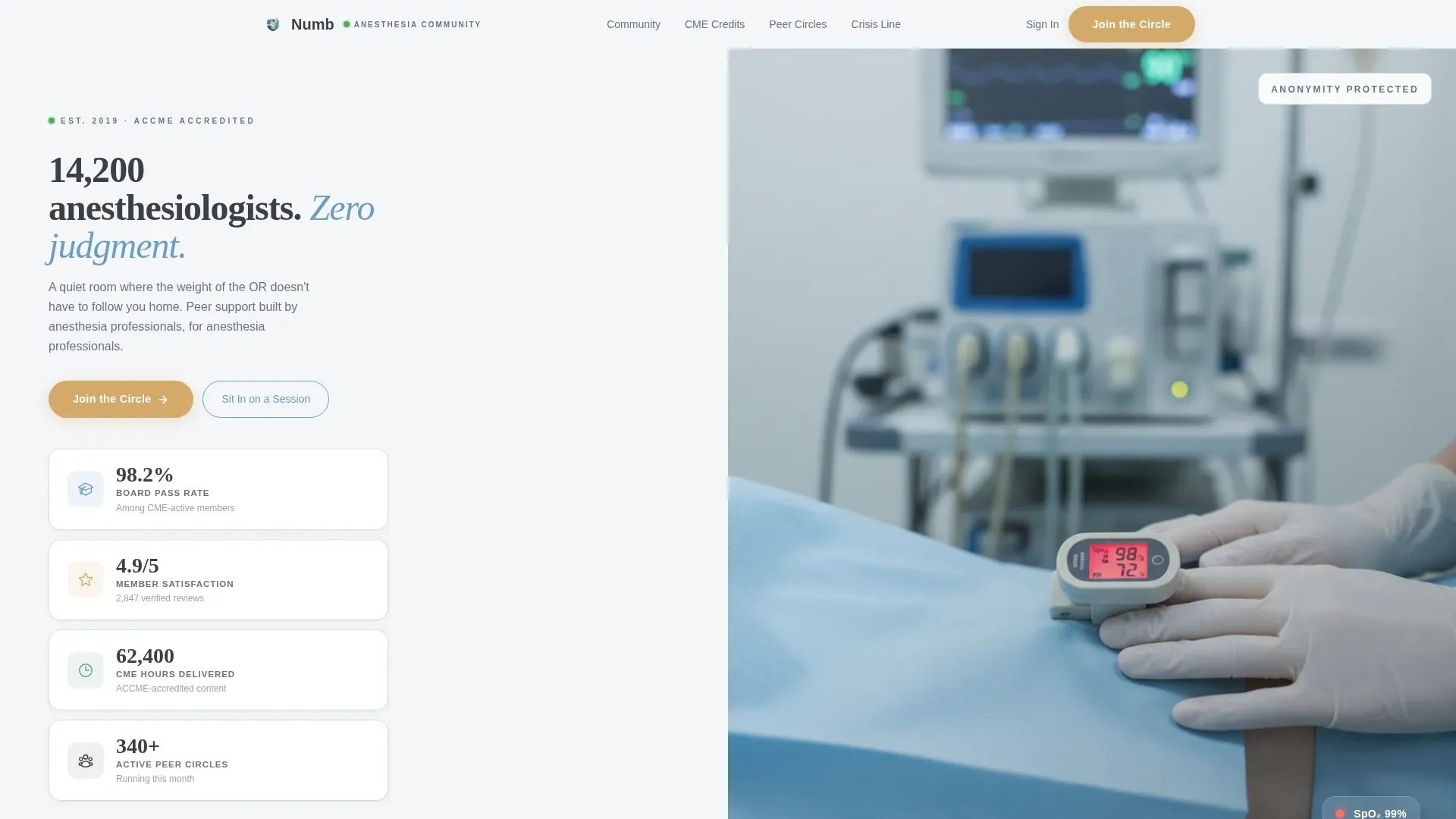 Anesthesiology Support Community Landing Page Template