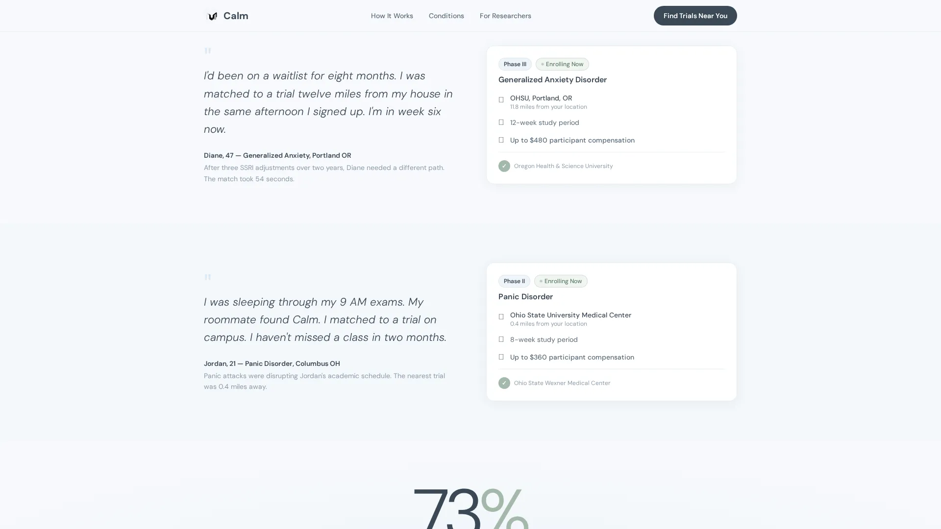 Anxiety Clinical Trial Finder Landing Page Template