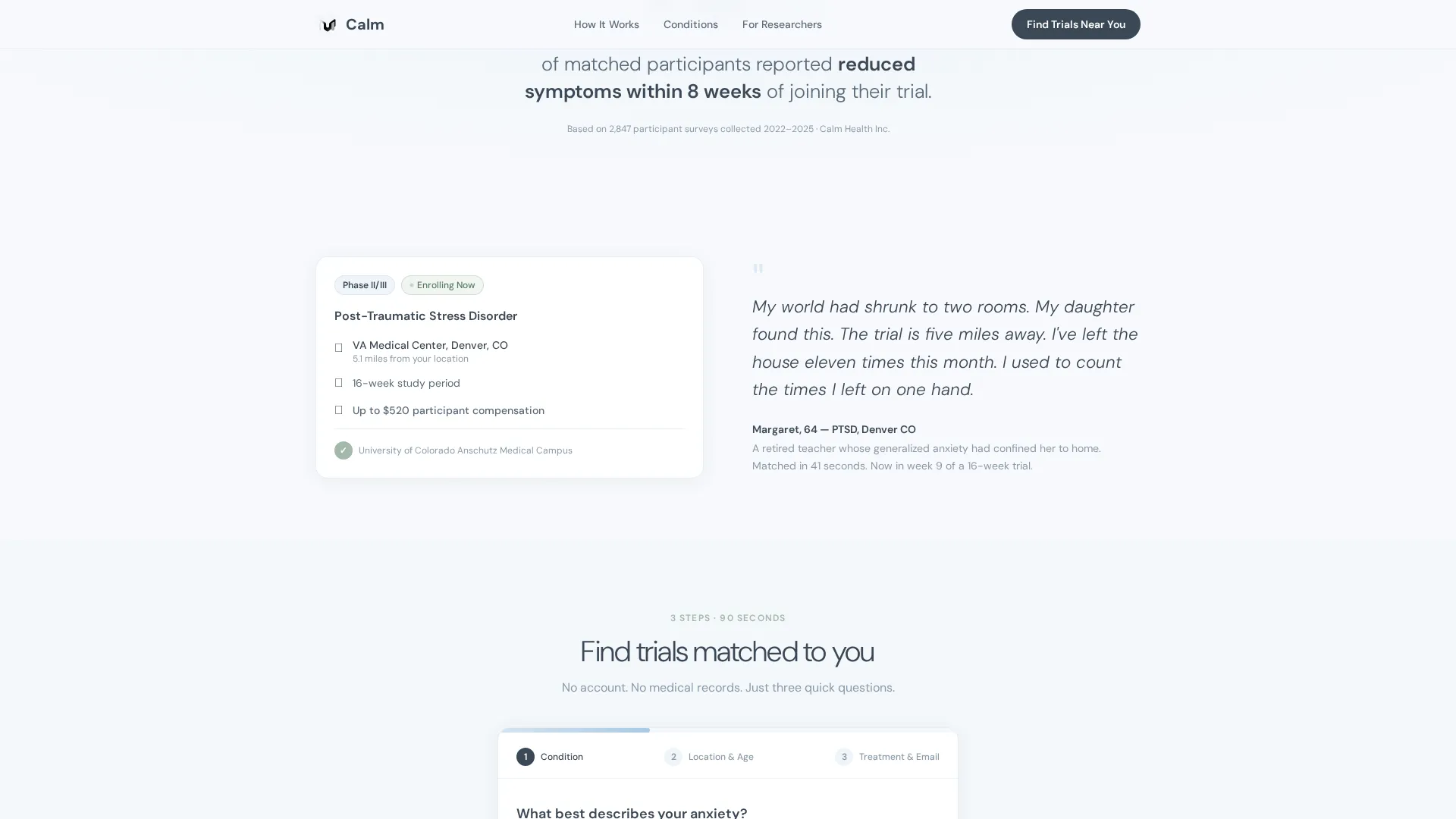 Anxiety Clinical Trial Finder Landing Page Template
