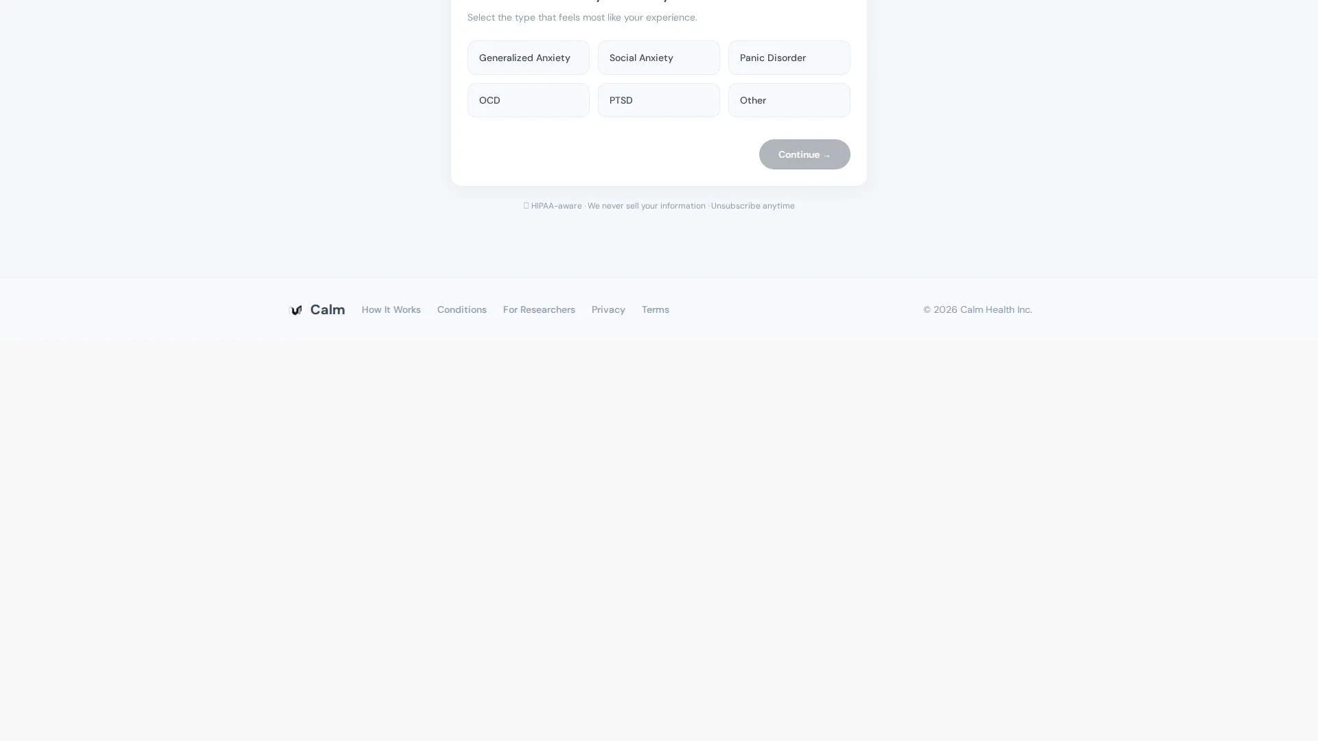 Anxiety Clinical Trial Finder Landing Page Template